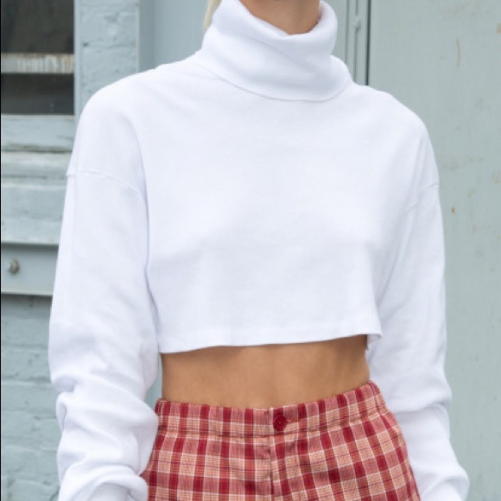 brandy melville white angela turtleneck top